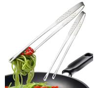 Qixuer 2 pinzette da cucina in acciaio inox, pinze da cucina 21 cm e 28 cm di lunghezza, pinzette da cucina per barbecue, insalata, cottura a buffet forno pane