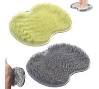 Qixuer 2 spazzole per piedi doccia, in silicone antiscivolo con ventosa antiscivolo per la cura dei piedi, rilassamento, 28 x 22 cm (grigio e verde)