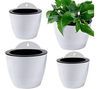 Qixuer 4 Pezzi Assorbimento Automatico dell'Acqua Pigre Sospese a Parete Vaso da Fiori Pigro,Vasi da Fiori Appesi in Plastica per Balcone Recinzione Ornamenti da Giardino di Casa（2 Taglie）