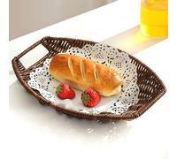 Qixuer Cestini Per Il Pane, Marrone scuro cestino pane 26 x 17.5 x 5cm cestino vimini per servire Cibo, Frutta, Verdura, per Ristorante e Cucina di casa