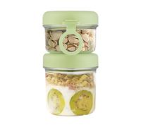 Qixuer Muesli Mug to Go With Spoon, Doppio Strato Tazza di Yogurt a Prova Di perdite, Yogurt Mug to Go Kids 530ml+330ml, Muesli-to-go-mug, Cornflakes to Go(Verde)
