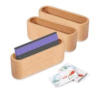 Qixuer Porta Biglietti Da Visita In Legno, Espositore Biglietti Da Visita 3 Pezzi Colore Del Legno Scatola Della Carta Di Nome Carta Scatola Di Immagazzinaggio Usato Per Office Desktop Storage Box