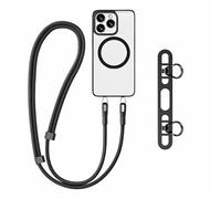 Qixuer Porta Cellulare da Collo, Cordino Regolabile per Cellulare, Nero Laccio per Cellulare con Cuscinetto in Metallo, Lunghezza Regolabile, per Smartphone, per L'esterno, in Viaggio