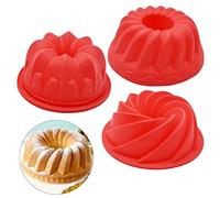 Qixuer Stampo per ciambella in silicone, 6 stampi per dolci in silicone, piccoli stampi per torte, a spirale, antiaderenti, riutilizzabili
