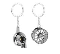 Qixuer Turbocharger Portachiavi, 2 Pezzi Turbo Flip Flop Portachiavi Turbo a Forma di Ciondolo Portachiavi in Metallo Ciondolo Portachiavi
