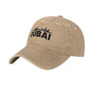 QIYAEUA Cappello da Baseball Dubai City Illustation Washed Baseball cap Art Print Stylish Hip Hop Cappelli Uomini Estivi Adulto All'aperto Sole A Prova di Sole Cappelli da Baseball