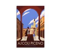 qiyan Poster vintage da viaggio, motivo: Ascoli Piceno, poster decorativo da parete su tela, poster decorativo moderno per camera da letto, per camera da letto, 60 x 90 cm
