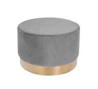 Qiyano Pouf - Sgabello da toeletta in velluto, disponibile in diverse misure e colori con dorato, per soggiorno, camera da letto o spogliatoio, grande, rotondo, colore: Grigio