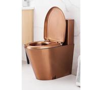 Qiydia WC Commerciale in Acciaio Inossidabile 304, WC Monoblocco con Doppio Scarico Elettrico e Sedile A Chiusura Ammortizzata, WC Ad Alta Efficienza e Risparmio Idrico(Ground Row, Rose Gold)