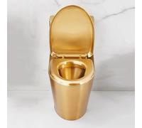 Qiydia WC Commerciale in Acciaio Inossidabile 304, WC Monoblocco con Doppio Scarico Elettrico e Sedile A Chiusura Ammortizzata, WC Ad Alta Efficienza e Risparmio Idrico(Ground Row, Gold)