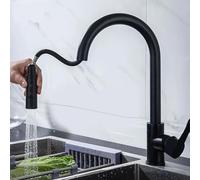 QIYFOZ Retractable Pull-Down Kitchen Faucet 360° Swivel 2-Mode Stainless Steel Mixer High-Pressure Sink Tap Modern Black Design for Home & Commercial Use