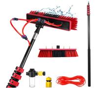 QIYFOZ Spazzola per la Pulizia dei vetri con Dispenser di Sapone | Telescopico Estensibile da 5,4 Metri | Asta per la Pulizia dei vetri alimentata ad Acqua in Alluminio | Pulit