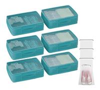 QiYiCAT Set di 10 organizer per cassetti, 6 x 15 l, pieghevole e 4 sacchetti con coulisse, scatola di immagazzinaggio in tessuto (blu chiaro, 15 l, 6 pezzi + 4 sacchetti con cordoncino)