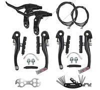 Qiyiche 2 Pezzi Set Freni Bici, V Brake Set Anteriore e Posteriore, con Chiave per Attrezzi, Cavo del Cambio della Bici, Testate, Puntali, per La Maggior Parte delle Biciclette, Bici da Strada (1)