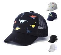 QIYIENDIAN Baby Toddler Baseball Caps Cappelli da Sole Regolabili Dinosauro Cappello a Tinta Unita Bambini Ragazzi Ragazze(Black Dinosaurs,3-5Years)