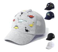 QIYIENDIAN Baby Toddler Baseball Caps Cappelli da Sole Regolabili Dinosauro Cappello a Tinta Unita Bambini Ragazzi Ragazze(Grey Dinosaurs,3-5Years)