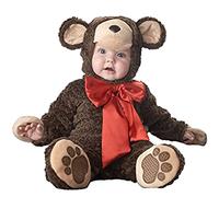 QIYUANT Costume Orso Bruno Bambini Costumi Travestimento Carnevale Halloween Dolcetto o scherzetto Festa Cosplay Fotografia Zip Tutina in Pile con Foderato 0-3 Anni 80 (6-12 Mesi)