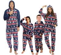 QIYUANT Pigiama Intero Natale Famiglia Caldo Pile di Flanella Cerniera Intera Natalizia Autunno Invernale Tuta Famiglia Coordinati per Madre papà Coppia (Donna_Alce della Marina, M)