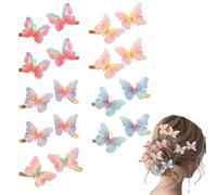 Qiyuda 18 fermagli per capelli a forma di farfalla, con strass e glitter, per ragazze, adolescenti e donne