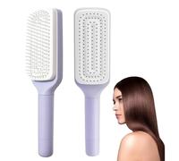 Qiyuda Spazzola per capelli autopulente, setole retrattili, facile da pulire, antistatica, per massaggio, facile rimozione e pulizia dei peli (viola)