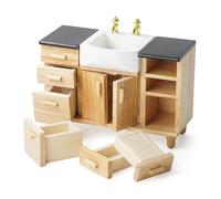 QIYUDUOLA Casa delle bambole Miniatura Bagno Vanità 1/12 Scala Bagno Lavandino Cabinet Lavandino A Mano Lavabo per Dollhouse Decorazione