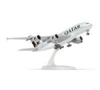 QIYUMOKE 1/240 A380 Modellflugzeug für Qatar per Airbus A380 Modellflugzeug con supporto (30 cm di lunghezza) Kit di modellismo preassemblato per adulti - Regali creativi dal mondo dell'aviazione