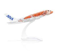 QIYUMOKE 1/400 ANA A380 Modello di aereo in metallo pressofuso con design a tartaruga arancione Modello di aereo A380 (6 pollici) con supporto Può essere utilizzato come regalo o come collezione