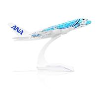 QIYUMOKE 1/400 ANA A380 Modello di aereo in metallo pressofuso con design a tartaruga blu Modello di aereo A380 (6 pollici) con supporto Può essere utilizzato come regalo o come collezione