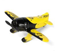 QIYUMOKE 1/83 Gee Bee aereo da competizione giallo Super-Bumblebee giocattolo modello in lega con plastica, per Mini aereo da 7 cm per bambini e collezionisti (regalo di aviazione)