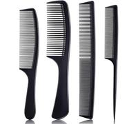 Qiyuting Set di 4 pettini per donne e uomini, in fibra di carbonio nera di alta qualità, per prendere in giro e separare, pettini professionali per parrucchieri, pettine per acconciature a denti fini