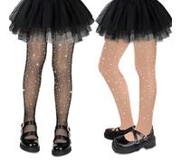 QIZHIQIAMY Collant Halloween Bambina, 2 PCS Calze a Rete Bambina, Calze a Rete con Strass Bambin, Calzamaglia Bambin, Costumi per Halloween, Carnevale, Giochi di Ruolo (C)