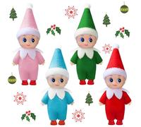 QIZHIQIAMY Elfo Natale Piccoli 4 Pezzi Elfi Dispettoso Femmina Natale Folletto Dispettosi Natalizio per Decorazioni Natalizie, Scene di Elfi, Case delle Bambole, Decorazioni Fai da Te