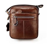 QIZLDBGF DJISHULIN men's layered cowhide large capacity casual shoulder bag crossbody bag (brown)