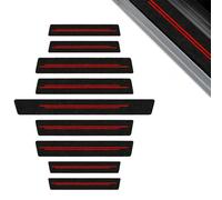QIZUN 9 Pezzi Fibra di Carbonio Guardia Porta Soglia AntiGraffio per Dacia Stepway III ab 2020, Protezioni per Davanzali per Porte Automobile Prevenire L'usura,Red