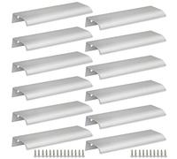 Qjaiune - Tirante posteriore per il bordo delle dita, 150 mm, con manico nascosto, per casa, cucina, soggiorno, porta, cassetti (12 pezzi, argento)