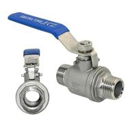 QJAQOFMC 304 Stainless Steel Two Piece Ball Valve 1/4 3/8 1/2" 3/4" 1" 2" BSP Female And Male Thread Water Gas Oil Switch Fitting(3/4")