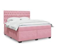 QJBSAVVA 180 x 200 cm, letto a molle in velluto rosa, con materasso a molle insacchettate, testiera regolabile in altezza, telaio in legno