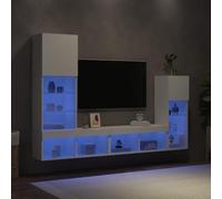 QJBSAVVA 4 pezzi TV TV LED bianco materiale legno moderno low-board & armadio pensile set 30,5/40,5/80 cm larghezza salvaspazio soggiorno credenza per TV fino a 75 pollici