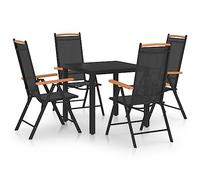 QJBSAVVA 5-TLG - Set da giardino pieghevole in alluminio, 7 posizioni, 80 x 80 cm, colore: Nero