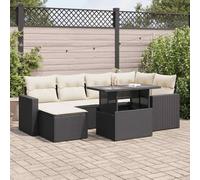 QJBSAVVA 7-TLG. - Set divano da giardino in rattan sintetico, 55 x 53 x 34 cm, con tavolo regolabile e spazio di archiviazione resistente alle intemperie, moderno balcone e terrazza per giardino