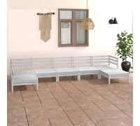 QJBSAVVA 7-TLG. Set per pallet lounge bianco in pino massiccio, 63,5 x 63,5 x 62,5 cm, modulare per balconi/terrazze, resistente alle intemperie