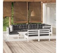 QJBSAVVA 9-TLG. - Sala da giardino in legno di pino, 63,5 cm, modulo, colore: antracite, cuscino balcone e terrazza