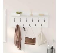 QJBSAVVA Appendiabiti da parete con ripiano in legno bianco, 100 x 40 x 12 cm, design moderno per corridoio, ingresso e soggiorno