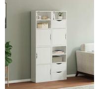 QJBSAVVA Armadietti Laterali 4 Pezzi Bianco Legno di Pino ODDA 40x24x79 cm, Set Mobile Cucina Multiuso con Ante e Cassetti per Soggiorno Cucina Ingresso, Design Modulare