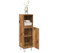 QJBSAVVA Armadietto Bagno Salvaspazio Stretto 30x30x100 cm in Legno Multistrato Antico con 2 Ante, Ripiano a Giorno e Piedini in Ferro, Mobile Alto per Organizzazione Bagno