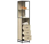 QJBSAVVA Armadietto Bagno Salvaspazio Stretto Alto 35x37,5x166 cm con Struttura Metallo, Mobile per Bagno in Legno Multistrato Rovere Sonoma, Ampio Spazio Portaoggetti