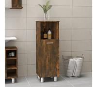 QJBSAVVA Armadietto Bagno Salvaspazio Stretto Alto in Legno Multistrato Rovere Fumo 30x30x95 cm con 3 Scomparti e Anta per Organizzazione Articoli da Toeletta