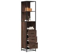 QJBSAVVA Armadietto Bagno Salvaspazio Stretto e Alto Rovere Marrone 35x37,5x166cm in Legno Multistrato e Metallo con Struttura Solida, Mobile per Bagno Organizzato