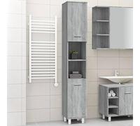 QJBSAVVA Armadietto Bagno Salvaspazio Stretto in Legno Multistrato Grigio Sonoma con 6 Scomparti e 2 Ante, Mobiletto Bagno Alto 30x30x179 cm per Ottimizzazione Spazio