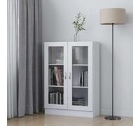 QJBSAVVA Armadietto con Vetrina Bianco 82,5x30,5x115 cm in Truciolato,Contenitori,Vetrina,Scaffale mobile,A libera installazione,Adatto per ufficio, studio, camera da letto
